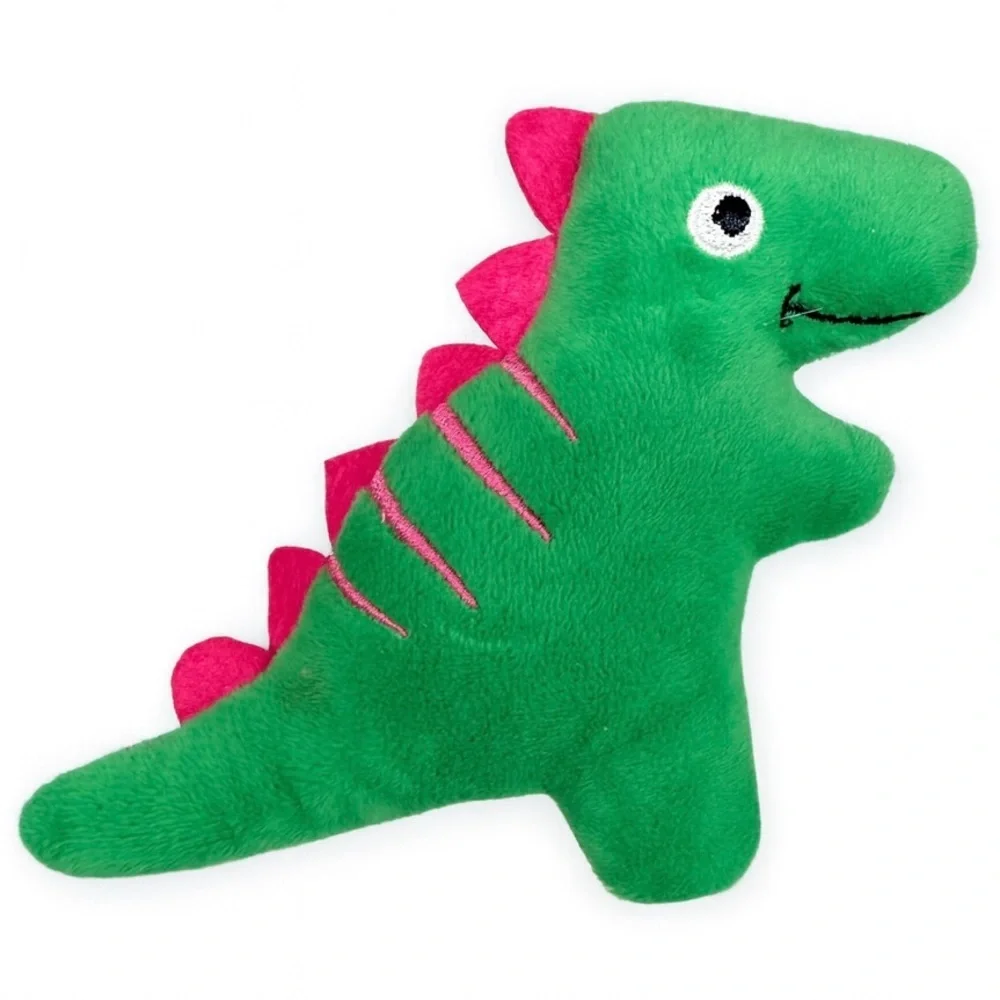 Green and Pink Dinosaur Crinkle Cat or Dog Toy